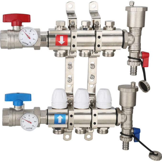 Коллектор регулируемый с запорными клапанами GAPPO G425,3 3-вых.x1